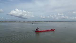 Vol en drone au dessus de la plage d'Honfleur