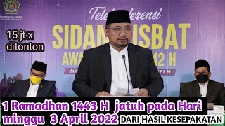 PENETAPAN 1 RAMADHAN 1443 H JATUH PADA HARI MINGGU 3 APRIL 2022