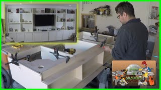 Como hacer una unidad de pared con gabinetes para tv y repisas / making a tv wall unit.   (1 de 3)