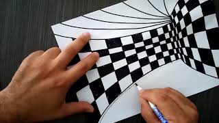 طريقة سهلة جدا!! لتعلم رسم خدعة بصرية  في نفق..Very easy!! How to draw.. turning tunnel 3d illusion