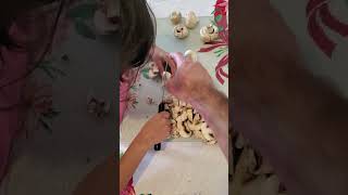 6 year old Alexis's 1st time with a knife cutting mushrooms. 🍄