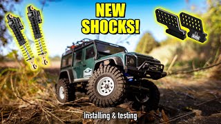 New Injora 59mm shocks and shock towers for my TRX4M Defender mini Crawler