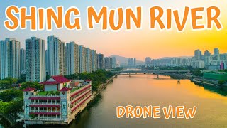 Shing Mun River in Shatin Drone Shot