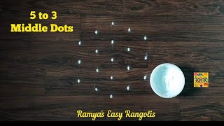 5x3 dots latest rangoli design | aavani avittam kolam | festival muggulu | 5 dots easy  kolam