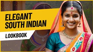 AI lookbook | smiling South Indian girl wear traditional saree