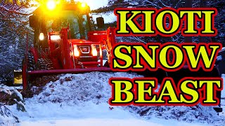 KIOTI RX7320 PLOWING SNOW | 9 Foot Hiniker Scoop Plow & J Bar Manufacturing Box Blade Are Great Duo