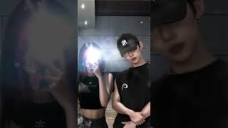 yeonjun and yeji being the  king - queen of mirror selfie