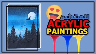 Moon acrylic painting for beginners