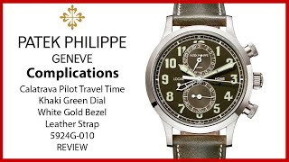 ▶ Patek Philippe Complications Calatrava Travel Time White Gold Khaki Green Dial 5924G-010 - REVIEW