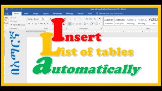 How to insert list of tables automatically in word-Tables Automatically in MS-Word-MS-Word Tables