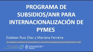 Programa de subsidios/ANR para internacionalización de PYMES