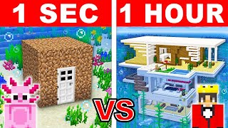 10 Seconds vs 1 Hour - Underwater House Build Challenge in Minecraft