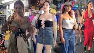 [4k] 22th April bangkok's khaosan road street nightlife scenes, well-known freelancers at one place!