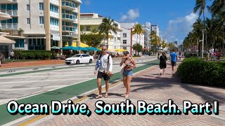 Ocean Drive, South Beach. Miami. (Part I) Walking Tour. April 2023  (4K 60fps)