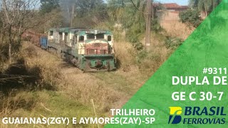 Trem trilheiro vazio passando por Guaianas(ZGY) e Aymores(ZAY)-SP.