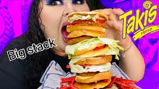 Takis Jack in the Box Biggest Chicken Sandwich Stack MUKBANG 😱😱😱