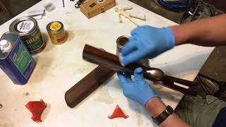 Applying finish to carved shotgun stock