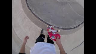 POV: skateboarding around your partner in a deep bowl