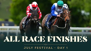 All race finishes from day 1 of the July Festival at Newmarket racecourse