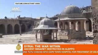 Syria   Fighting in Aleppo Destroys UNESCO Site   Umayyad Mosque Minaret 4 24 13