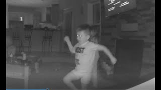 My 5 and 6 year old do Hilarious Dance during movie credits Caught on Security Camera