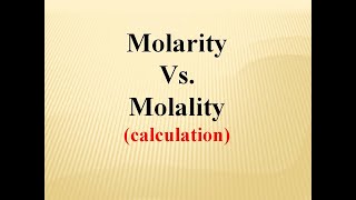 Molarity vs  Molality