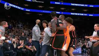 Julius Randle shoves ref to fight Cam Johnson and gets ejected, exaggerated !!