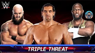 Full "Triple Threat" Match | Braun Strowman vs The Great Khali vs Omos | WWE WrestleMania