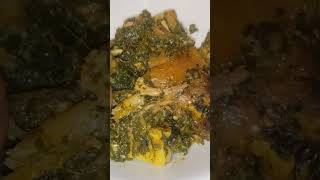 Nigerian Afang soup with semolina (fufu)