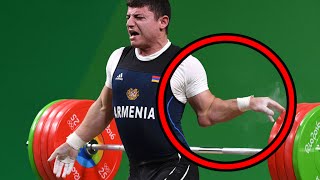 Atleta quebra o braço apos levantar 195 Kg nas Olimpiadas 2016