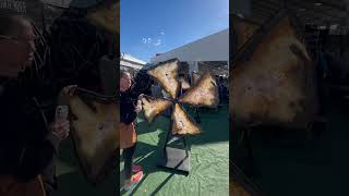 Windmill made of quartz at the gem show in Tucson Arizona.