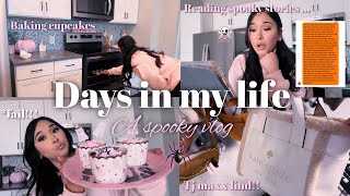 VLOG:🕷️spooky season, baking Halloween cupcakes, reading scary stories, Kate Spade find, & shopping