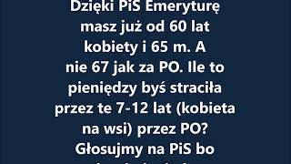 Emerytura od 60 lat i 65 od PiS a nie dopiero 67 lat jak PO