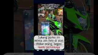 Momen Tukang Parkir Minta Poto  Depan Motor Keren Bikin Malu Aja #parkir #shorts #berita #ramadan