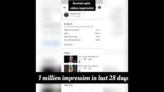 How to increase your youtube videos impression | 1 million impression in last 28 days #shorts