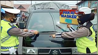 AYO PAKAI MASKER, Penempelan Sticker Oleh Sat Lantas Polres Tanjung Balai