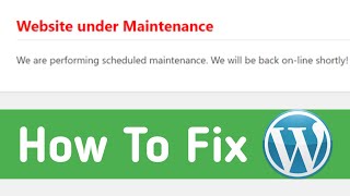 How To Fix WordPress Maintenance Problem In Hindi/Urdu