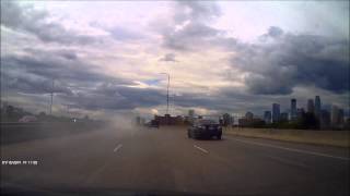 Burning Car on the Freeway + Crash