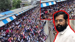 Parents Storm Badlapur Railway Station, local trains halted - 10 points