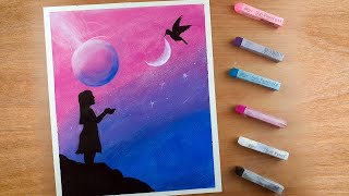 Drawing for Beginners with Softl Pastels - Galaxy Night Scenery Drawing - Step by Step