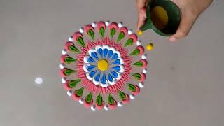 Very Very Easy Quick and Attractive Rangoli Design By Bucketful Creation