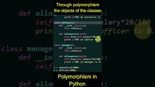 Polymorphism in python |  | Python object oriented programming tutorial #polymorphism #shorts #oop