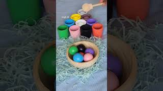 S-177 #Color Sorting #Colored wooden cups & balls #ASMR #Colors #Short