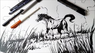 ART STREAM: Watch Me Ink a Horse with a Brush Pen! | 2024