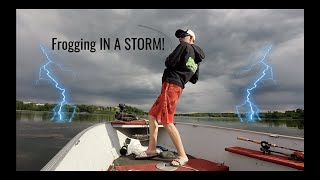 Minnesota Bass Fishing During A Thunderstorm! (Topwater Frogging)