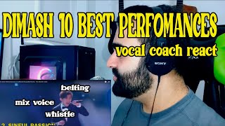 Professor de canto reage a - 10 Best Performances of DIMASH KUDAIBERGEN (vocal coach react)