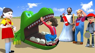 Scary Teacher 3D vs Squid Game Tani was Swallowed by a Crocodile 5 Times Challenge