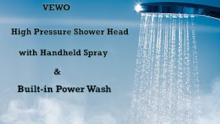 VEWO High Power Shower Head Built-in Power Wash to Clean Tub, Tile & Pets