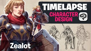 Painting a female ZEALOT fighter  ⚔️  [ Clip Studio Paint TIMELAPSE 39 ]