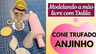 MODELANDO A MÃO LIVRE COM DALILA l CONE DE CHOCOLATE TEMA ANJINHO